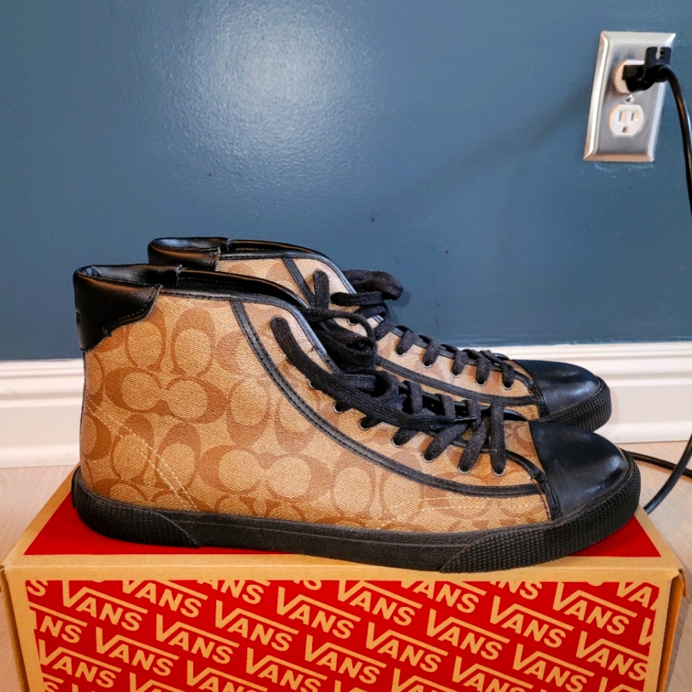 Coach High Tops, Size 11.5, Tan, Brown, and Black